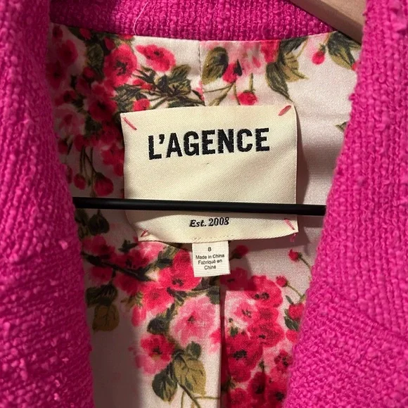 L’Agence Chamberlain Pink Tweed Blazer Jacket Womens 8 - Picture 4 of 7